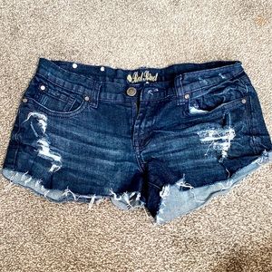 Red Rivet Jean Shorts